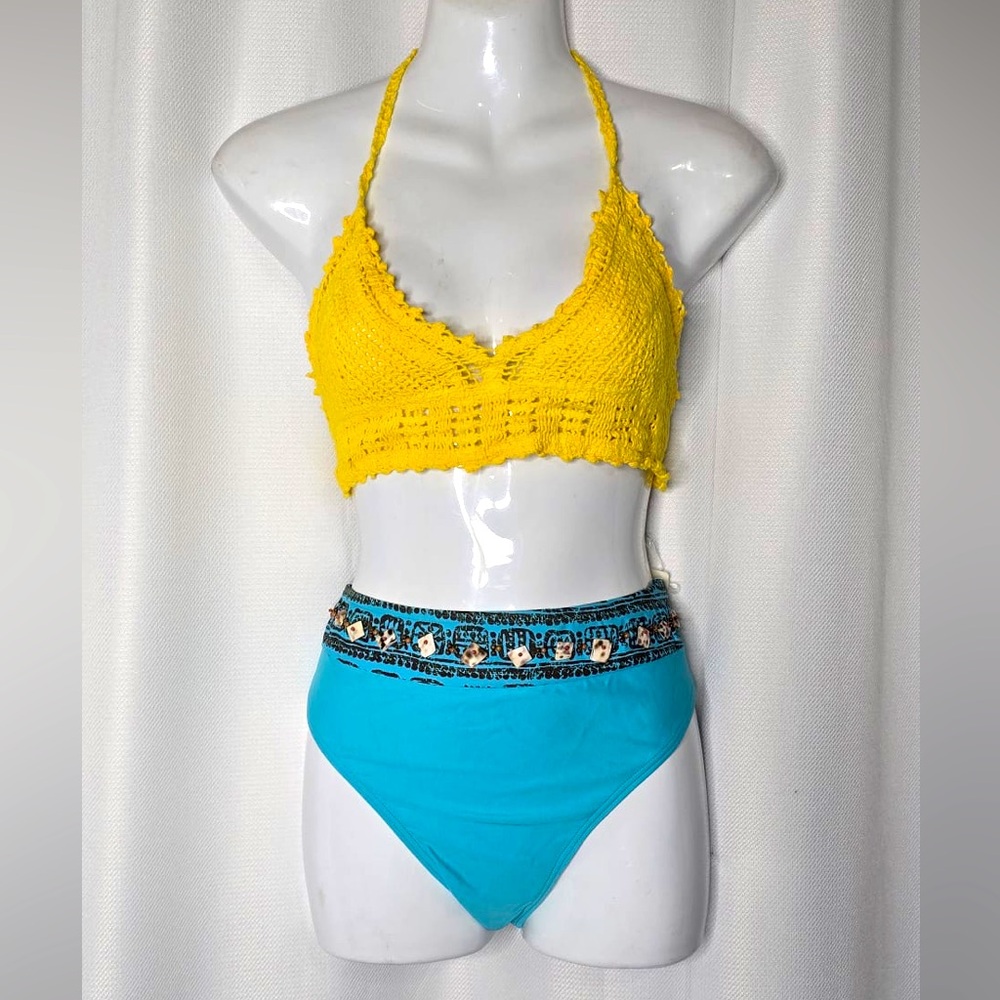 (Bundle & Save - 2 for $25) NWT Aqua Blue Bohemian bikini bottom